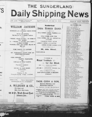 cover page of Sunderland Daily Shipping News published on June 18, 1910