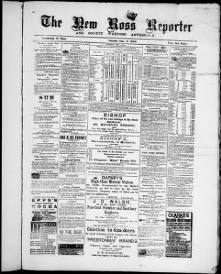 cover page of New Ross Reporter published on June 18, 1898