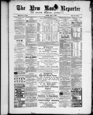 cover page of New Ross Reporter published on April 1, 1899