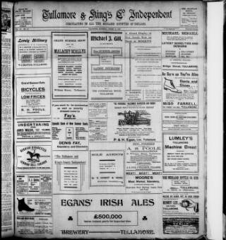 cover page of Offaly Independent published on August 5, 1911