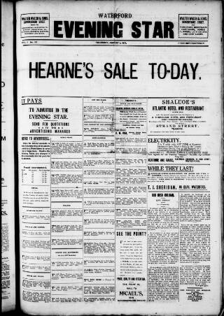 cover page of Waterford Evening Star published on August 2, 1917