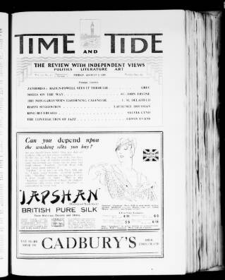 cover page of Time & Tide published on August 2, 1929