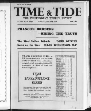 cover page of Time & Tide published on June 18, 1938
