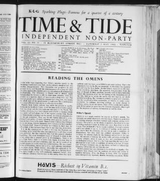 cover page of Time & Tide published on May 2, 1942
