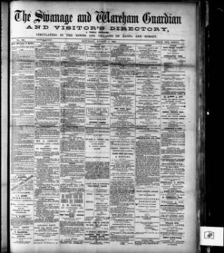 cover page of Swanage and Wareham Guardian published on August 2, 1890