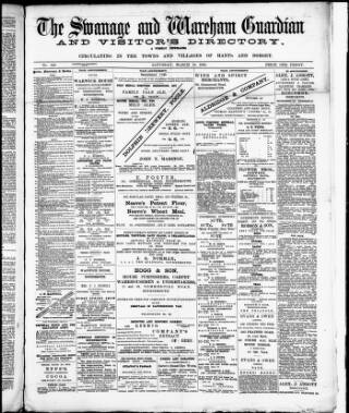 cover page of Swanage and Wareham Guardian published on March 19, 1892