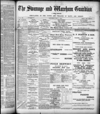 cover page of Swanage and Wareham Guardian published on May 4, 1895