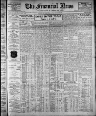 cover page of Financial News published on May 4, 1911
