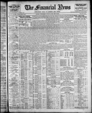 cover page of Financial News published on August 2, 1911