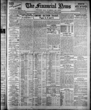 cover page of Financial News published on November 2, 1911