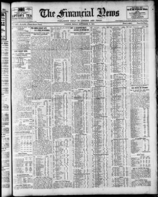 cover page of Financial News published on September 17, 1915