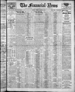 cover page of Financial News published on March 19, 1918