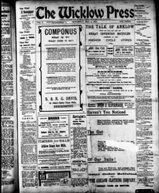 cover page of Wicklow Press published on May 4, 1907