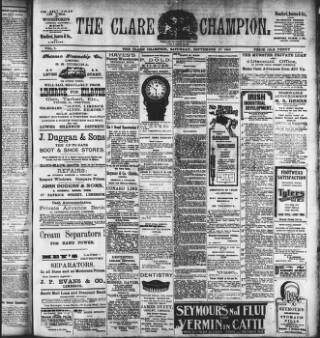cover page of Clare Champion published on September 17, 1910