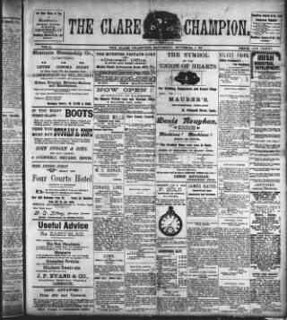 cover page of Clare Champion published on November 2, 1912