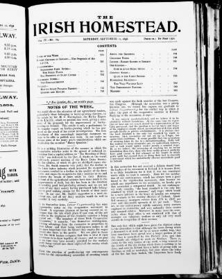 cover page of Irish Homestead published on September 17, 1898