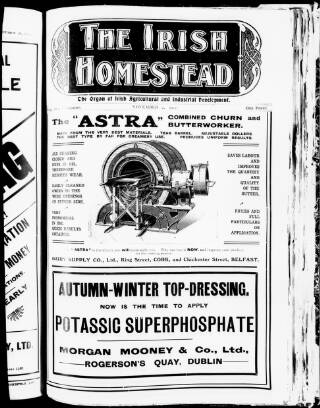 cover page of Irish Homestead published on November 2, 1912