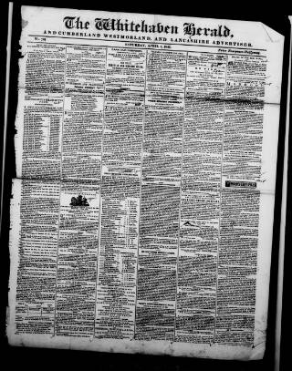 cover page of Whitehaven Herald and Cumberland Advertiser published on April 4, 1846