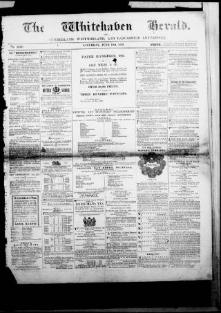 cover page of Whitehaven Herald and Cumberland Advertiser published on June 18, 1870