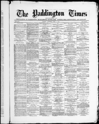 cover page of Paddington Times published on May 4, 1878