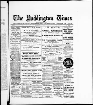 cover page of Paddington Times published on June 18, 1892