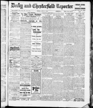 cover page of Derby and Chesterfield Reporter published on June 18, 1915