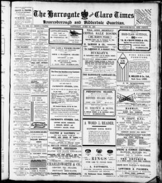 cover page of Harrogate and Claro Times and Knaresborough Guardian published on June 29, 1907