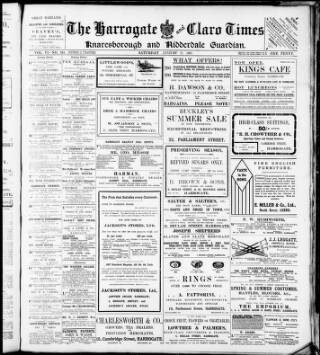 cover page of Harrogate and Claro Times and Knaresborough Guardian published on August 17, 1907