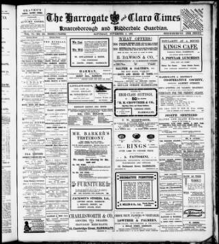cover page of Harrogate and Claro Times and Knaresborough Guardian published on November 2, 1907
