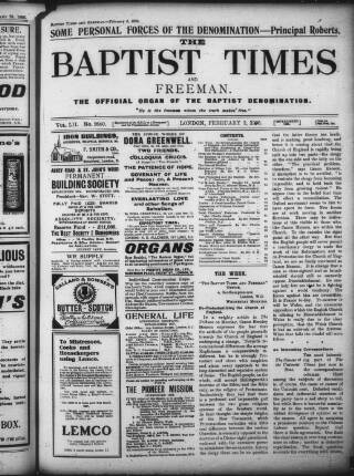 cover page of Baptist Times published on February 2, 1906