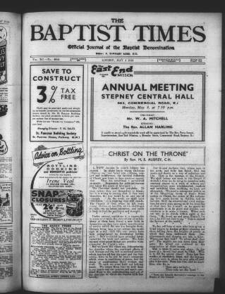 cover page of Baptist Times published on May 4, 1944