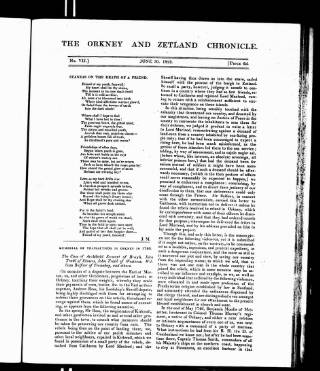 cover page of Orkney & Zetland Chronicle published on June 30, 1825
