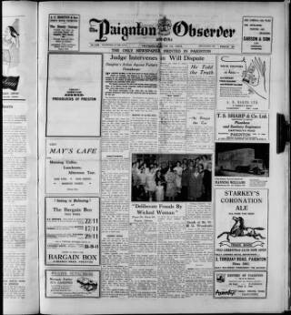 cover page of Paignton Observer and Echo published on June 18, 1953