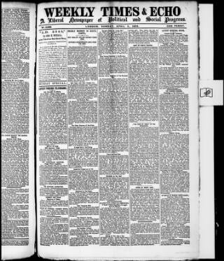cover page of Weekly Times & Echo (London) published on April 5, 1896