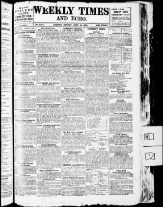 cover page of Weekly Times & Echo (London) published on June 18, 1899
