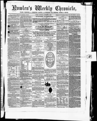 cover page of Nowlen's Weekly Chronicle published on November 2, 1861