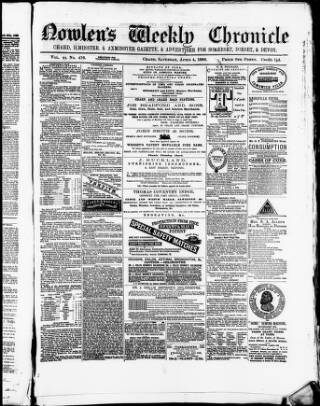cover page of Nowlen's Weekly Chronicle published on April 4, 1868