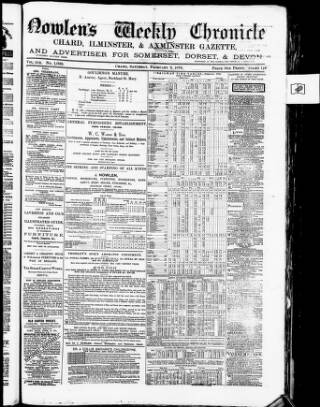cover page of Nowlen's Weekly Chronicle published on February 2, 1878