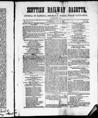 cover page of Scottish Railway Gazette published on June 28, 1845