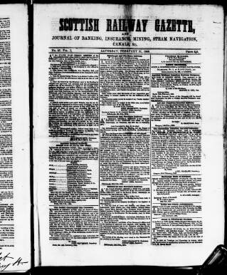 cover page of Scottish Railway Gazette published on February 21, 1846