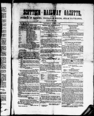cover page of Scottish Railway Gazette published on April 4, 1846