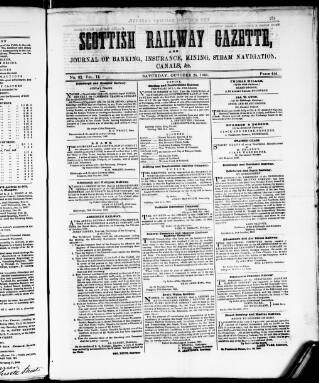 cover page of Scottish Railway Gazette published on October 24, 1846