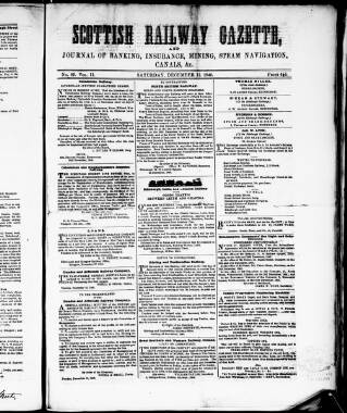 cover page of Scottish Railway Gazette published on December 12, 1846