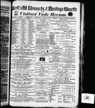 cover page of Brett's St. Leonards and Hastings Gazette and Visitors' Vade Mecum published on June 18, 1881