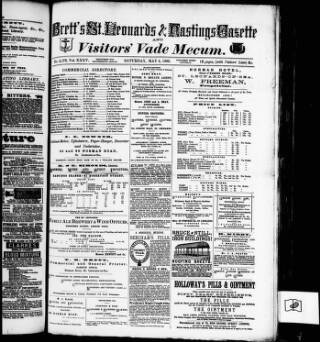 cover page of Brett's St. Leonards and Hastings Gazette and Visitors' Vade Mecum published on May 4, 1889