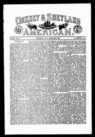 cover page of Orkney & Shetland American published on February 1, 1890