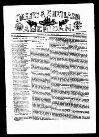 cover page of Orkney & Shetland American published on May 1, 1891