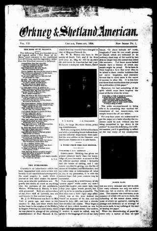 cover page of Orkney & Shetland American published on February 1, 1894