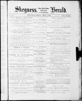 cover page of Skegness Herald published on May 4, 1883