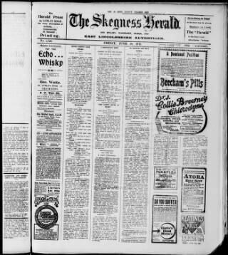 cover page of Skegness Herald published on June 18, 1915